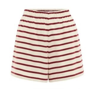 NWOT POSSE Hugo Striped Cotton Shorts in Cream & Crimson Stripe size S